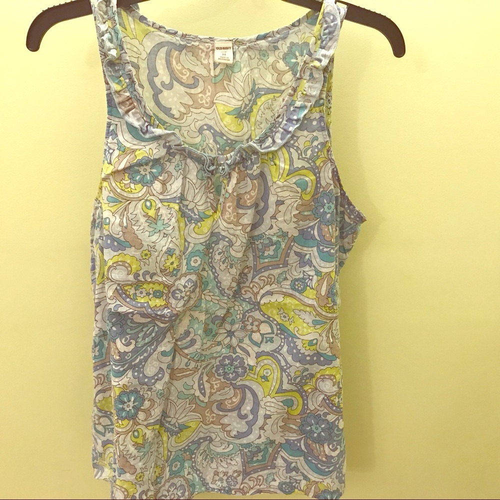 Old Navy Paisley Linen Tank Top